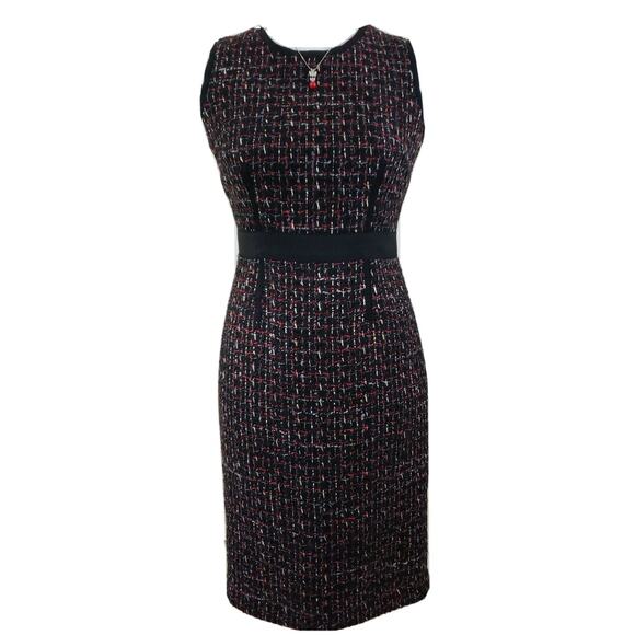 TALBOTS ~Woman Size 2Petite~ Black/Multi Color Wool Blend Dress Sleeveless Lined - Picture 3 of 12